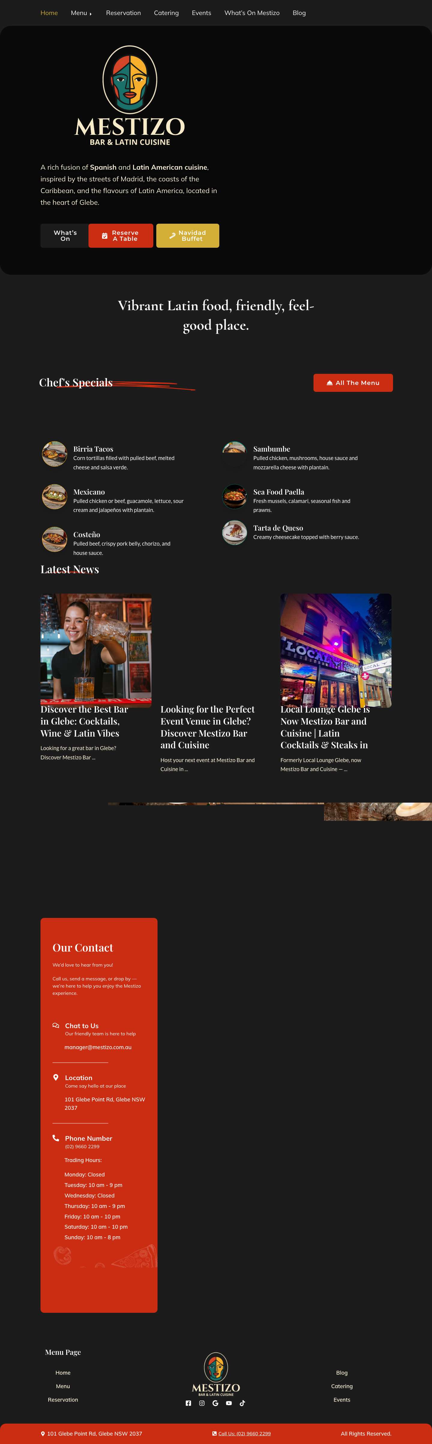 Mestizo | Authentic Latin Restaurant & Bar Glebe - Full Screenshot