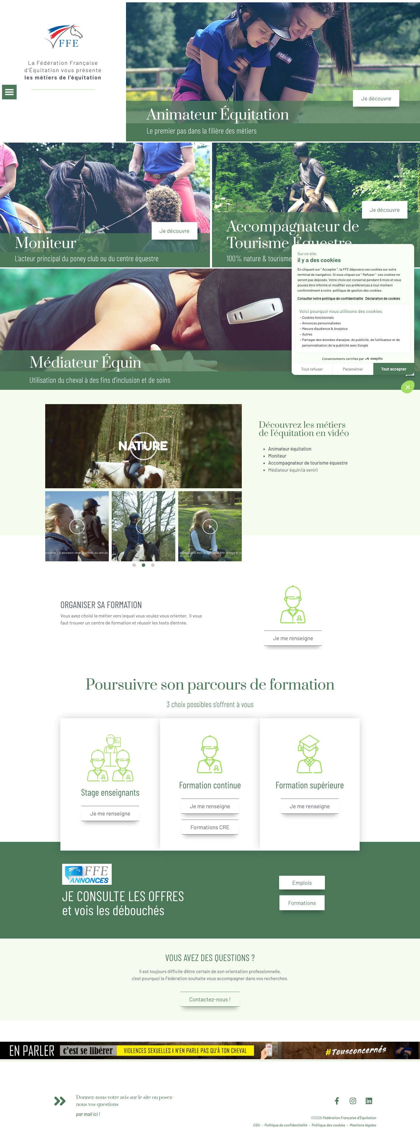 ACCUEIL Métiers.ffe.com - Les métiers de l'équitation - Full Screenshot