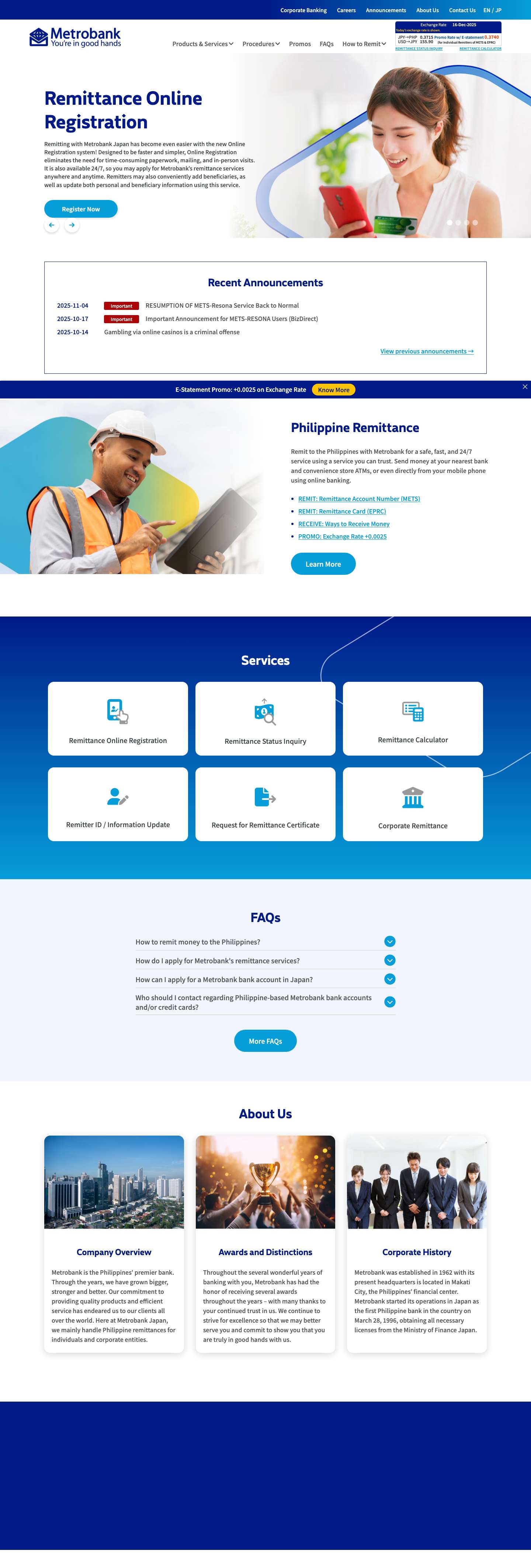 Metrobank Japan - Full Screenshot