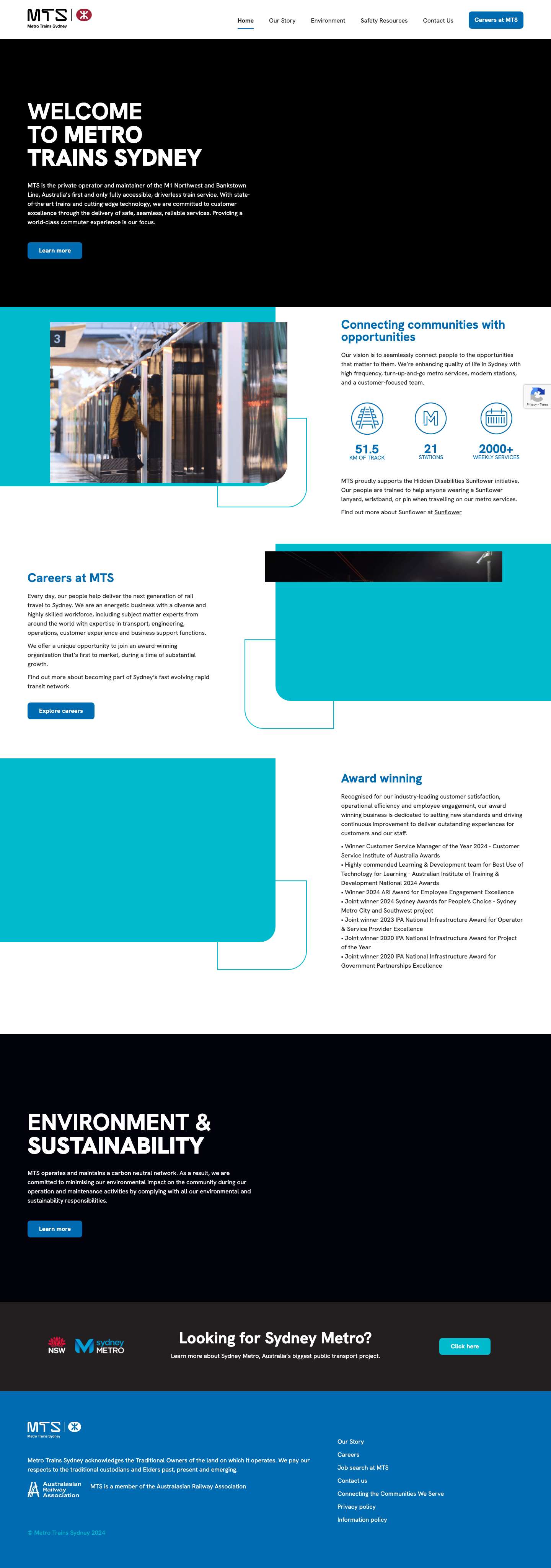 Home - Metro Trains Sydney (MTS) - Full Screenshot