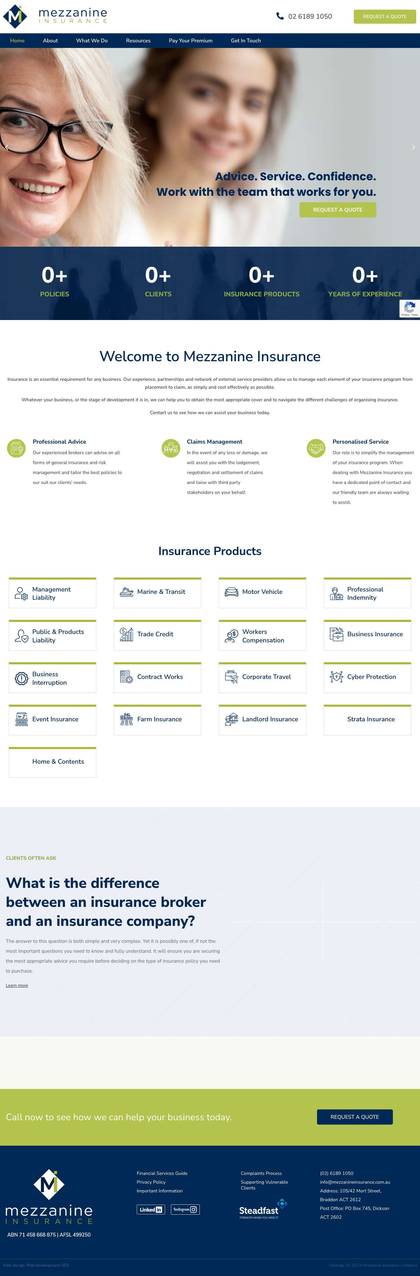 Mezzanine Insurance - SME Insurance Brokers Canberra - Full Screenshot