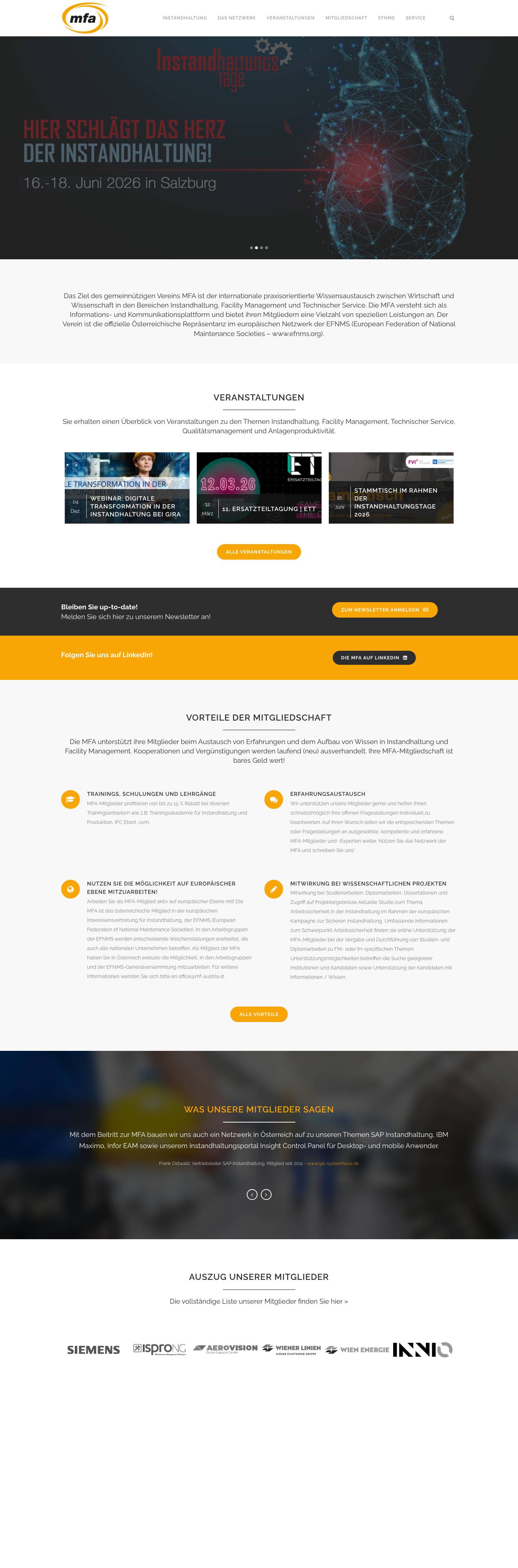 MFA - Ihr Netzwerk für Instandhaltung & Facility Management - Full Screenshot