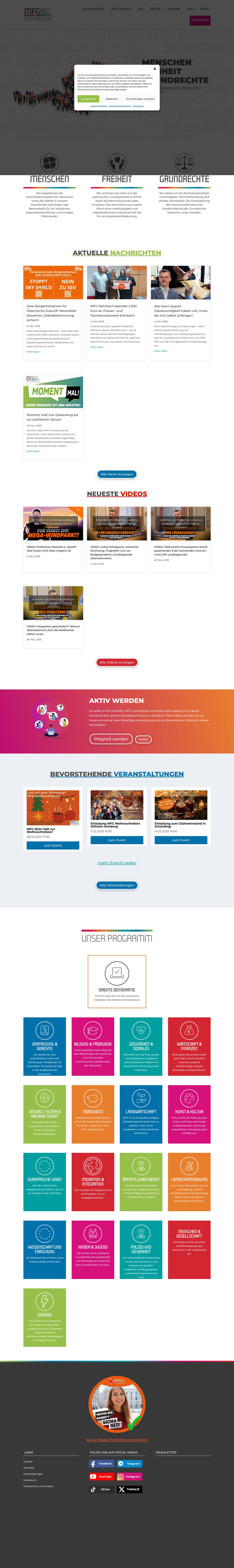 Startseite - MFG Österreich - Menschen Freiheit Grundrechte - Full Screenshot