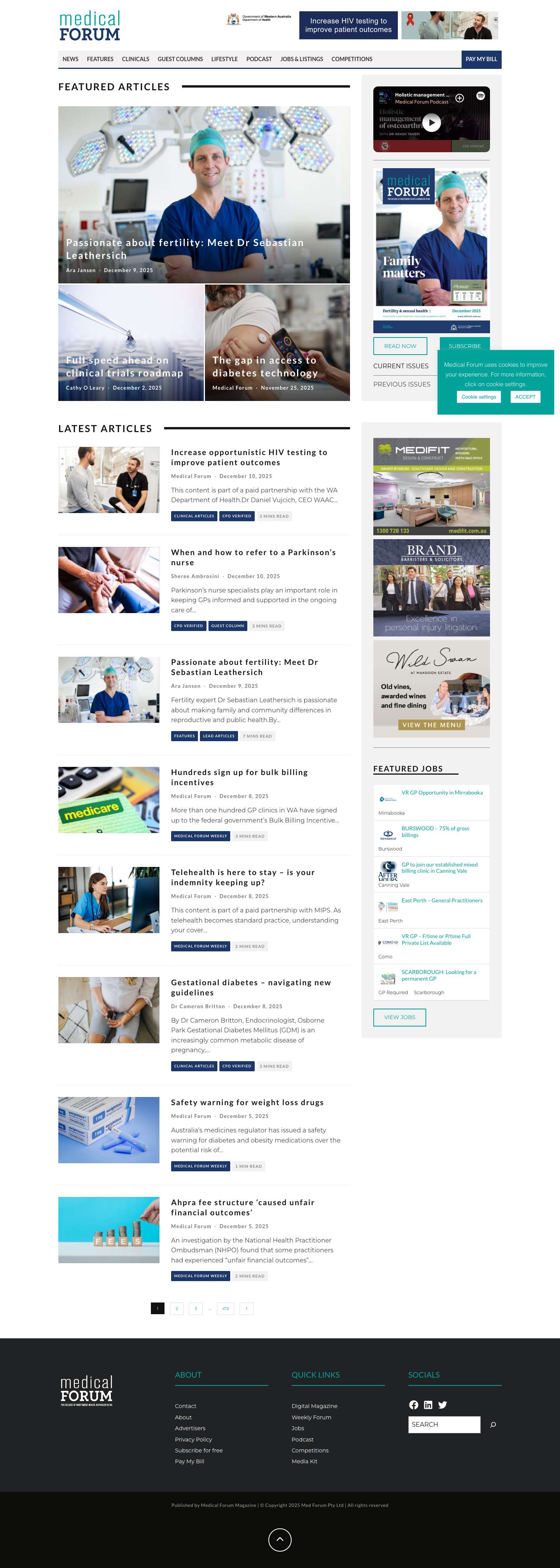 Western Australia's Independent Monthly for Health Professionals - Medical Forum - Full Screenshot