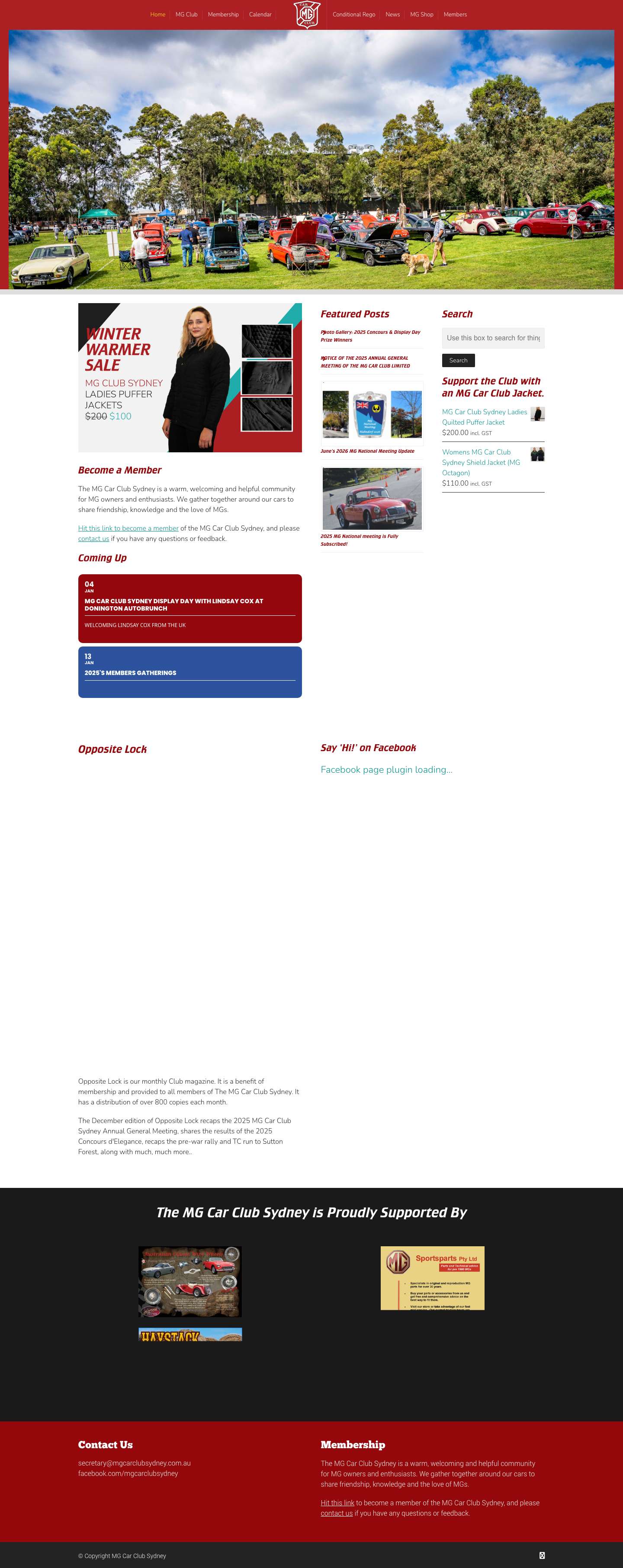 Home - The MG Car Club Sydney - Full Screenshot