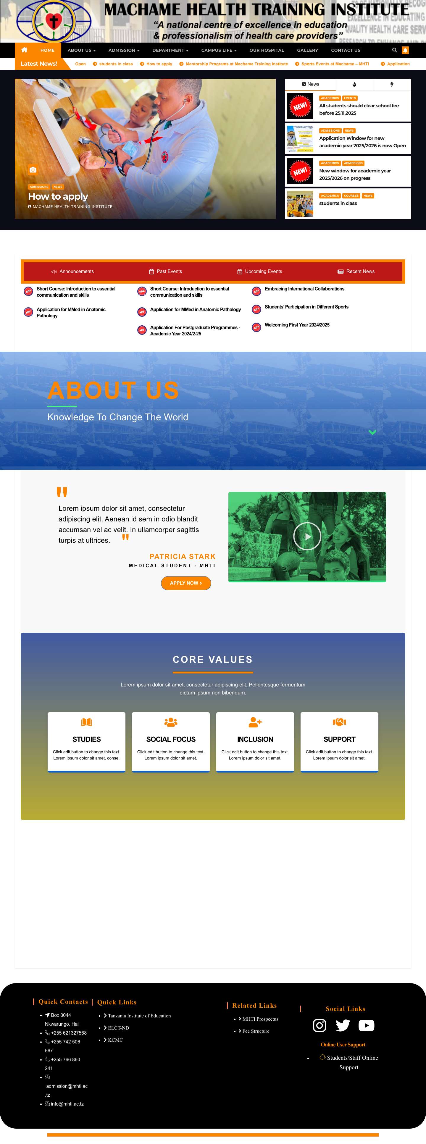 Machame Health Training Institute – . - Full Screenshot