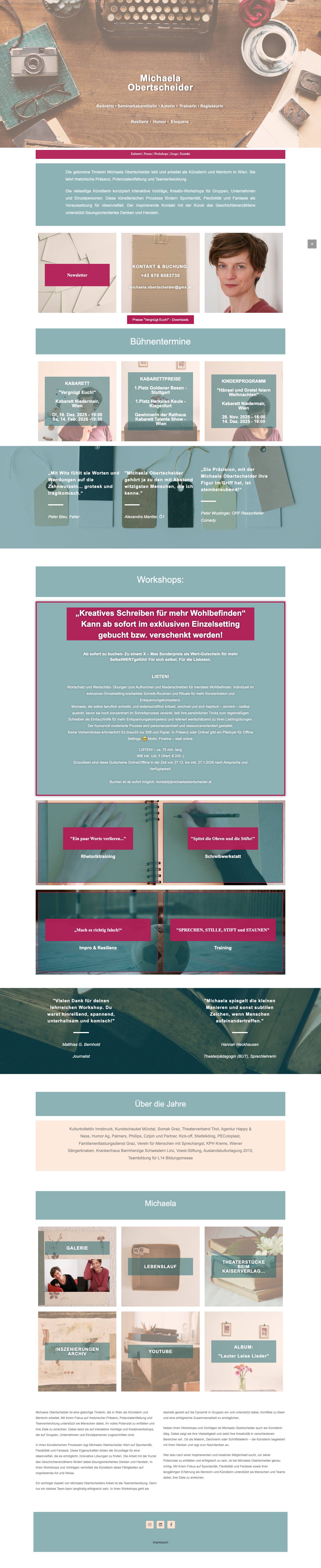 Michaela Obertscheider – Rednerin, Autorin, Regisseurin, Liedermacherin, Schauspielerin - Full Screenshot