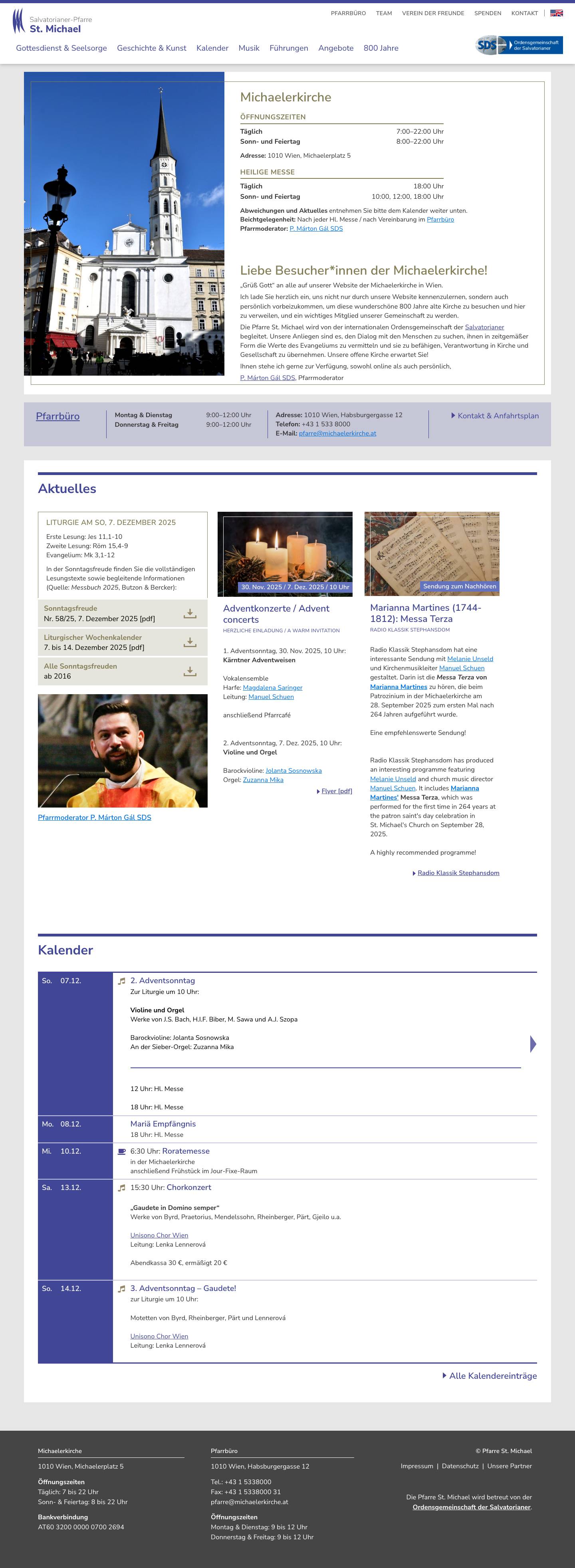 St. Michael – Die Michaelerkirche im Zentrum Wiens - Full Screenshot