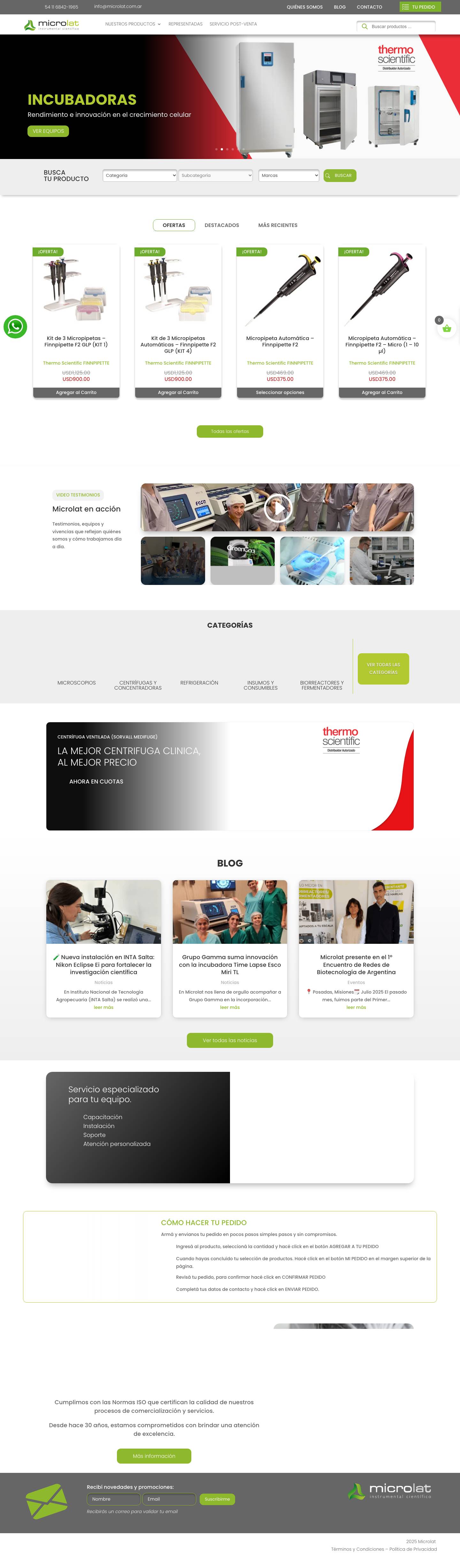 Microlat - Instrumental Científico | Más de 30 años acompañando el desarrollo de la Ciencia y Tecnología argentina - Full Screenshot