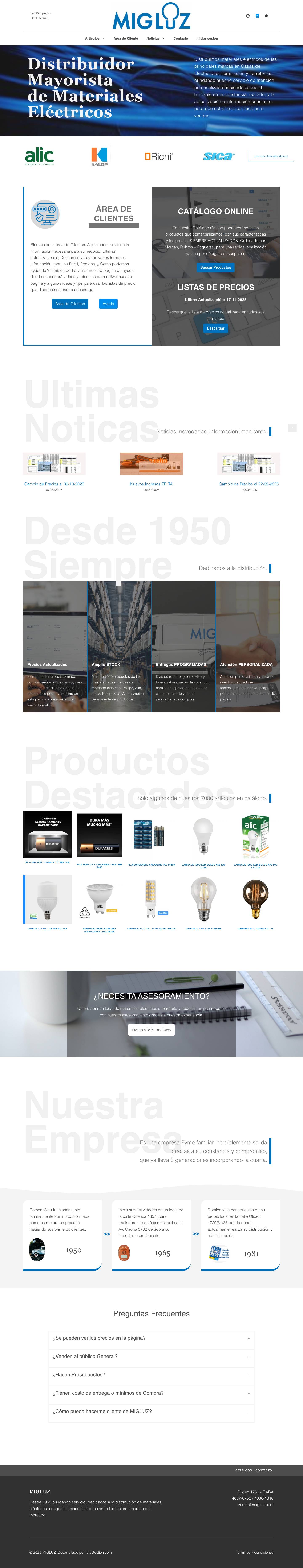 MIGLUZ » Inicio - Full Screenshot