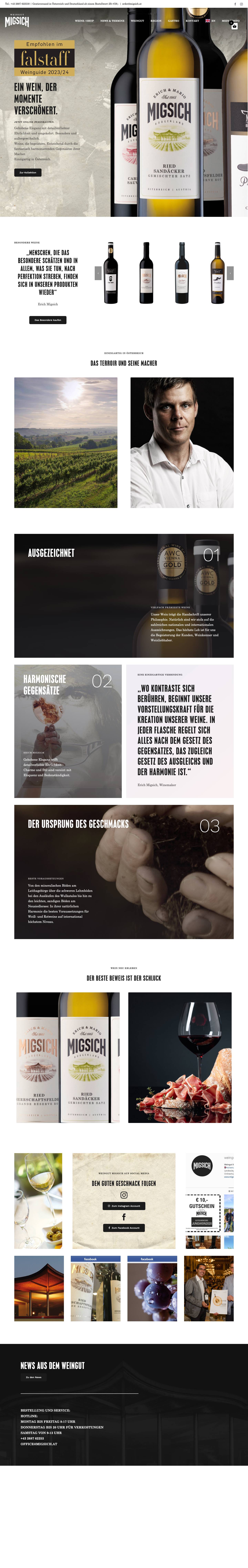 Weingut Migsich - Wein, der Momente verschönert - Full Screenshot