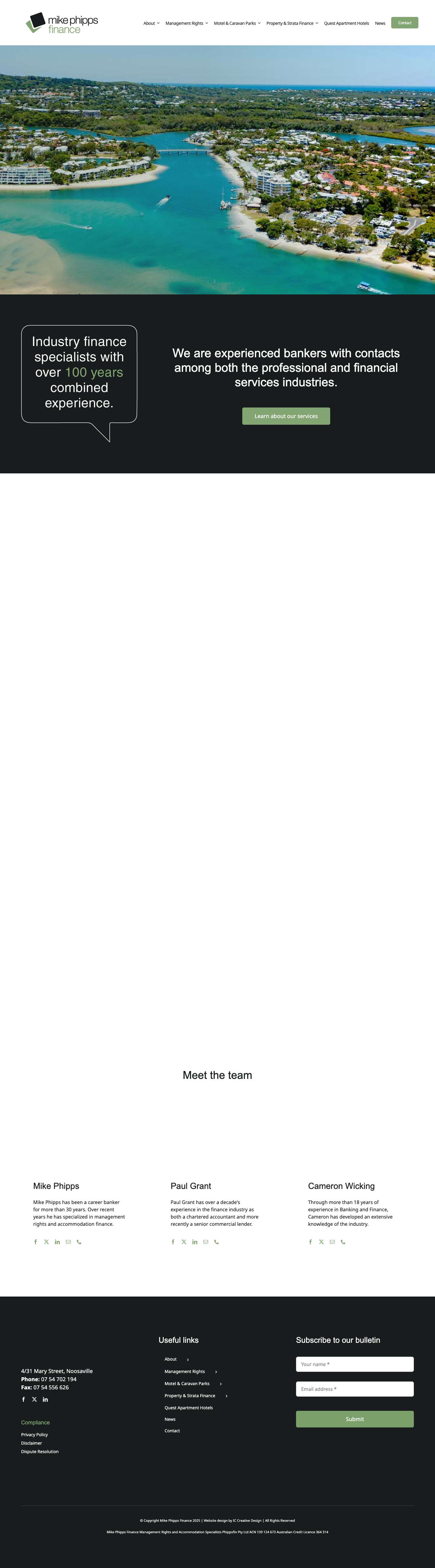 Management Rights & Accommodation | Mike Phipps Finance - Full Screenshot