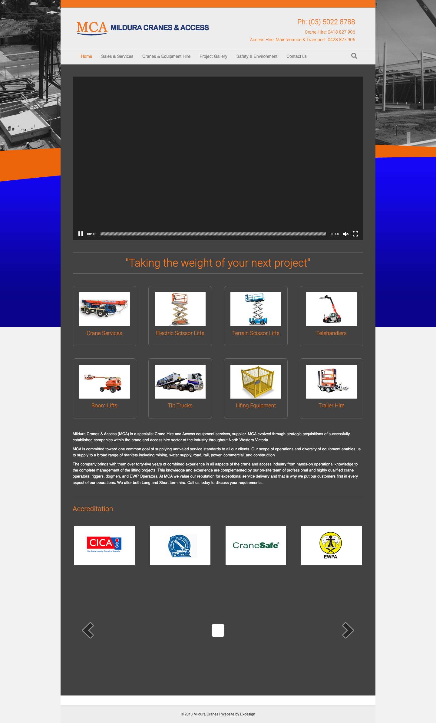 Mildura Cranes – Crane hire for small and large lifts - Full Screenshot