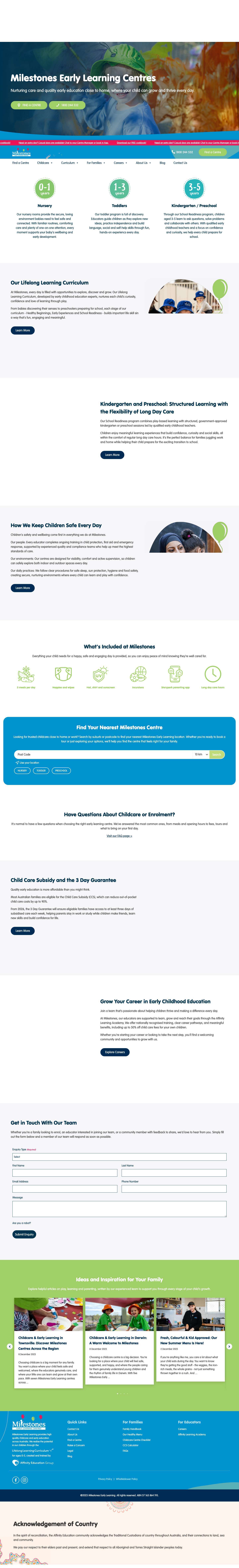 Milestones Early Learning - Quality Childcare Near You - Full Screenshot