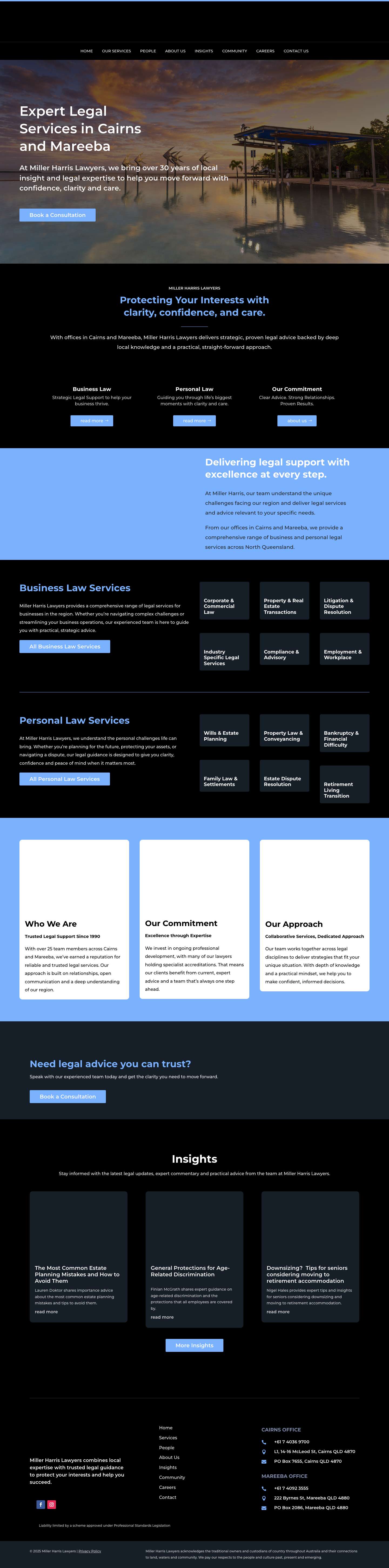 Cairns Lawyer - Miller Harris Lawyers - Business & Personal Law - Full Screenshot