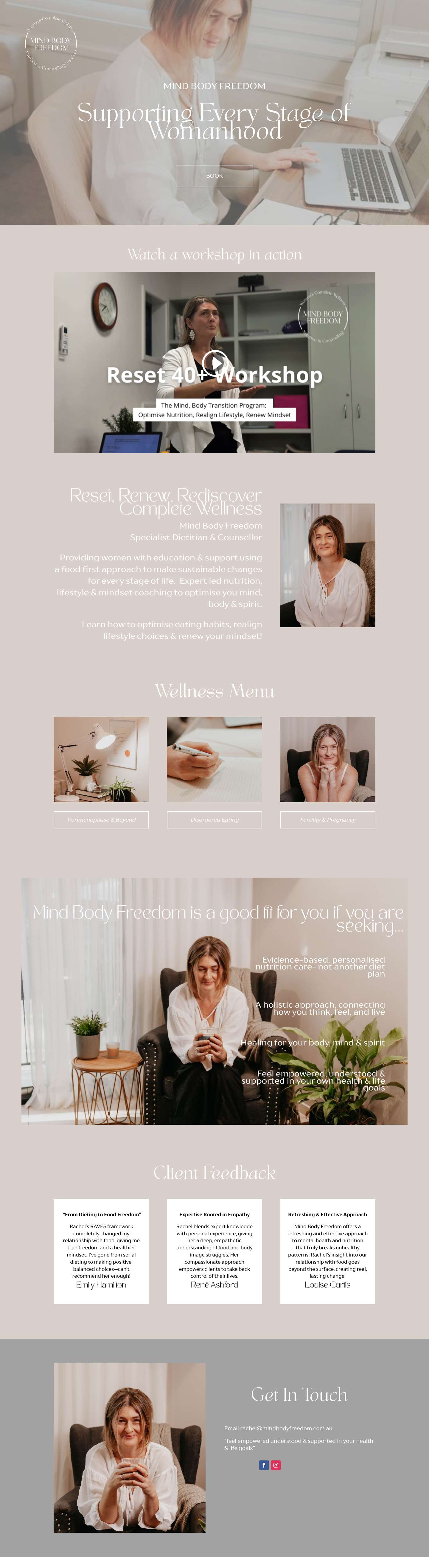 Nutrition for Women by Rachel Scholz | Mind Body Freedom - Full Screenshot