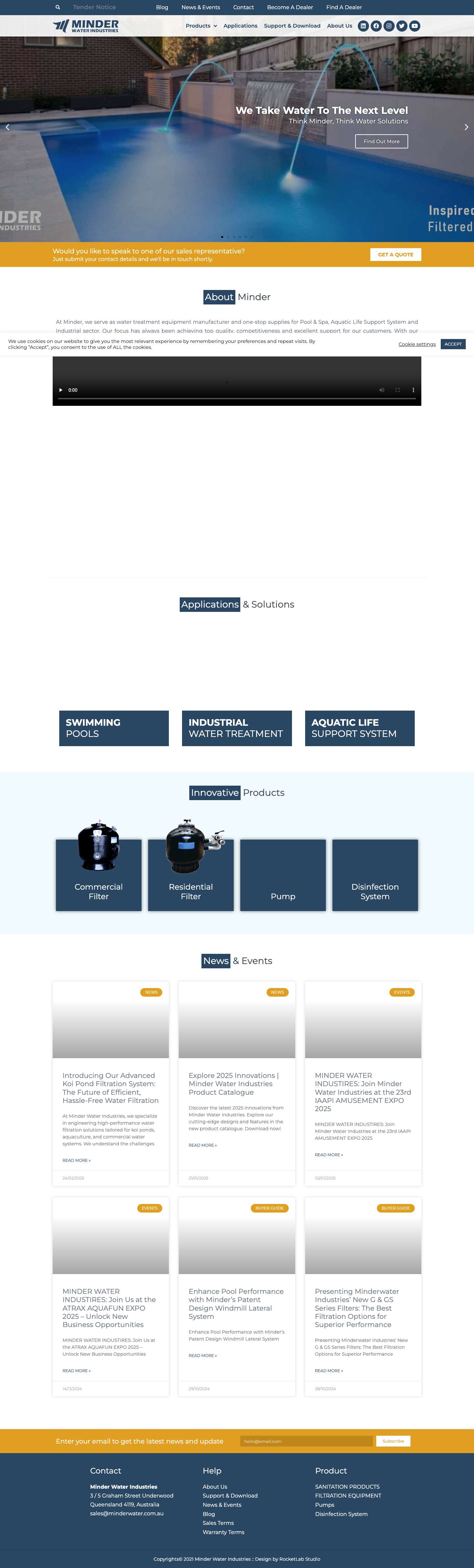 Minder Water Industries | We Take Water To The Next Level - Full Screenshot