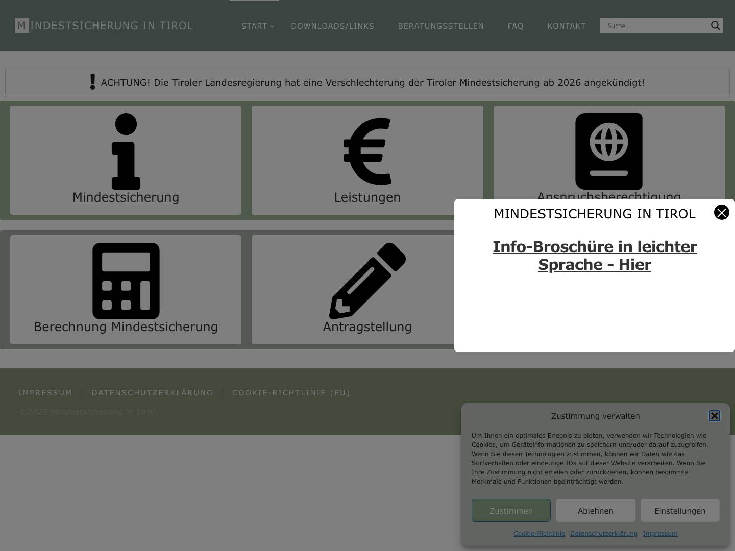 Start - Mindestsicherung in Tirol - Full Screenshot
