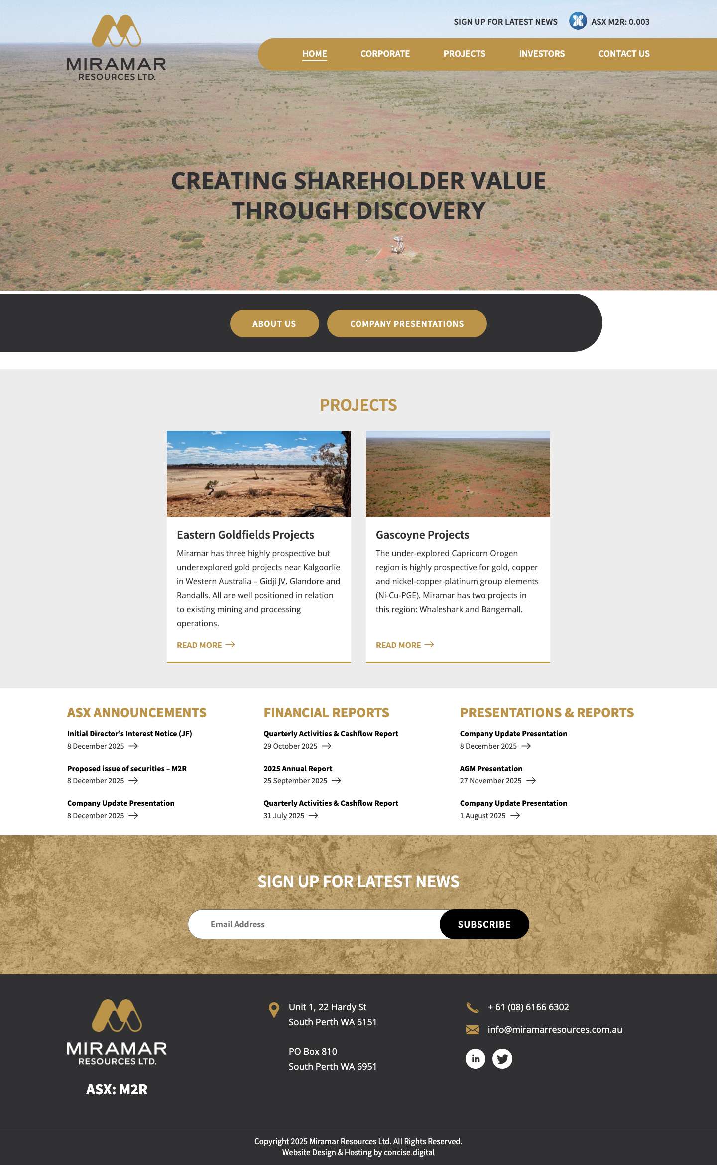 Home - Miramar Resources Ltd - Full Screenshot