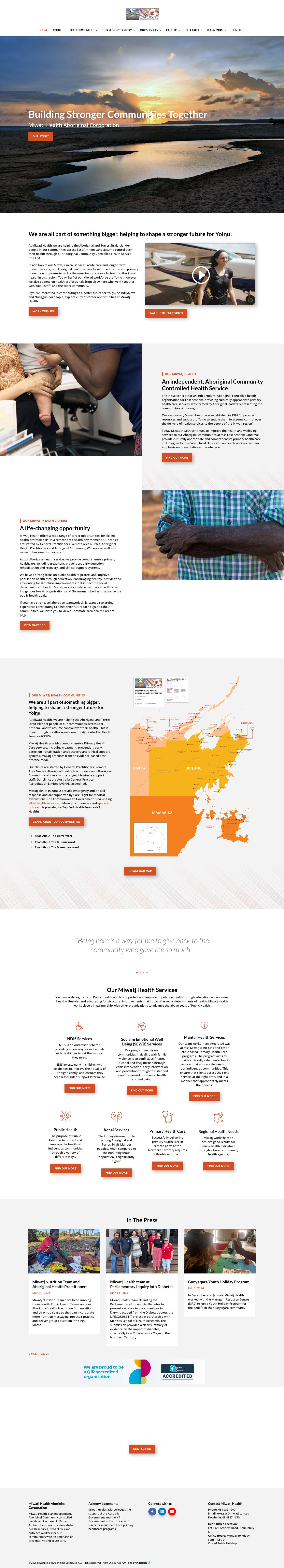 Miwatj Health Aboriginal Corporation - Building Stronger Communities Together - Full Screenshot
