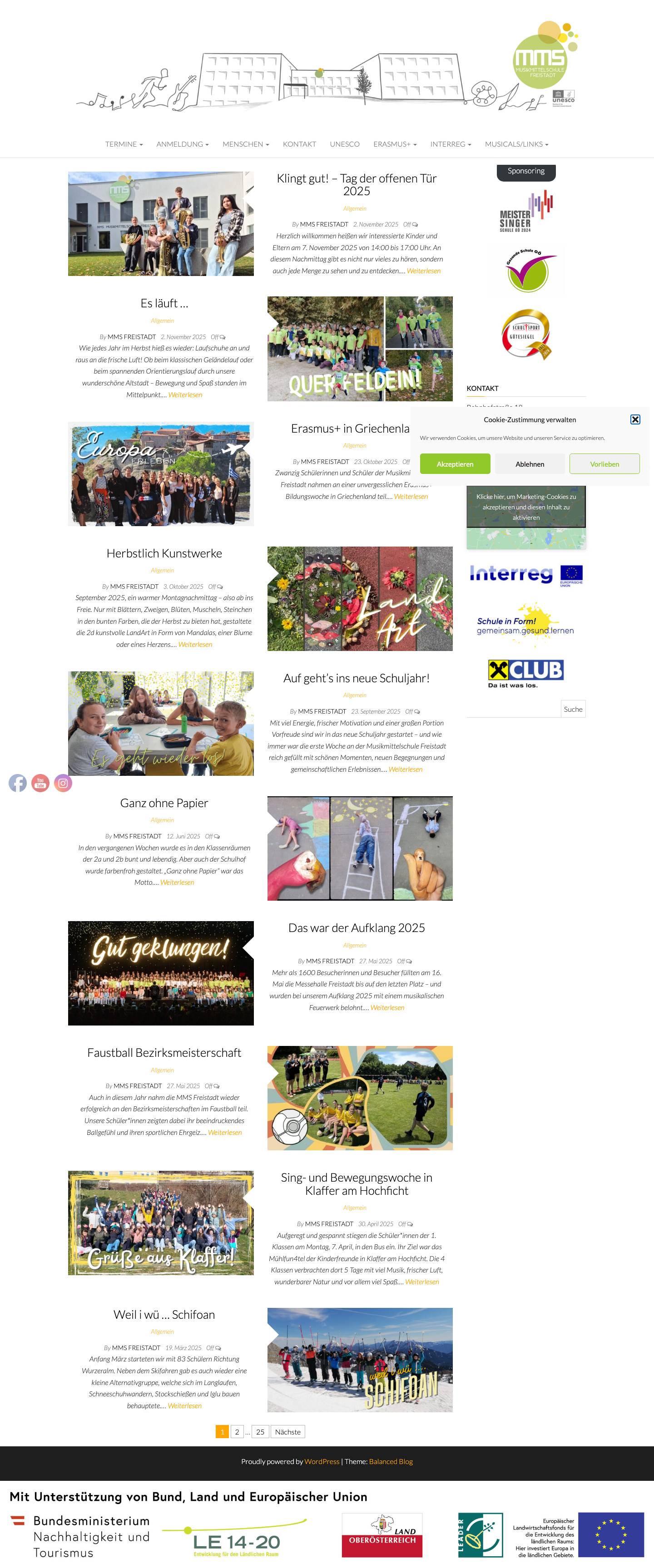 MMS Musikmittelschule Freistadt - Full Screenshot