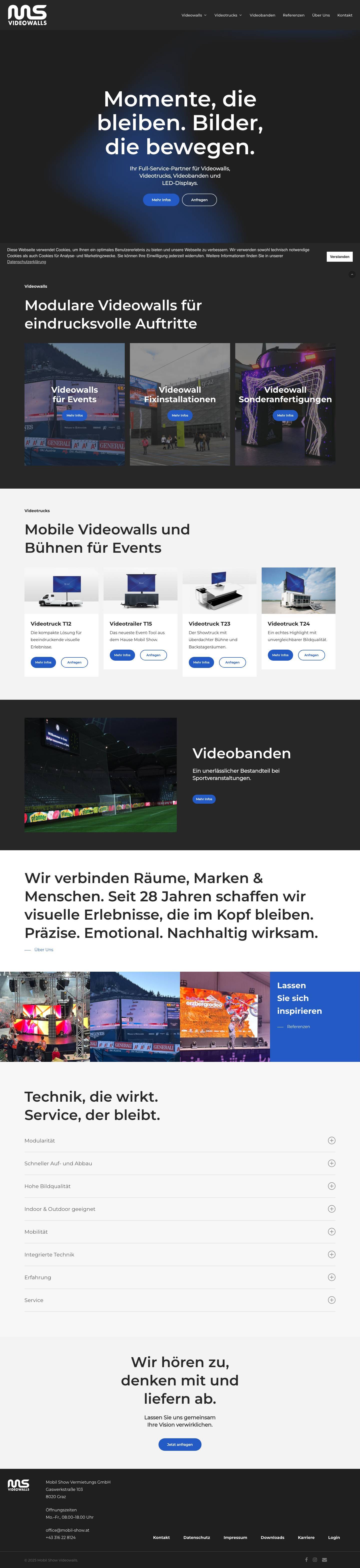 Mobil Show Videowalls – Einzigartige LED-Displays - Full Screenshot