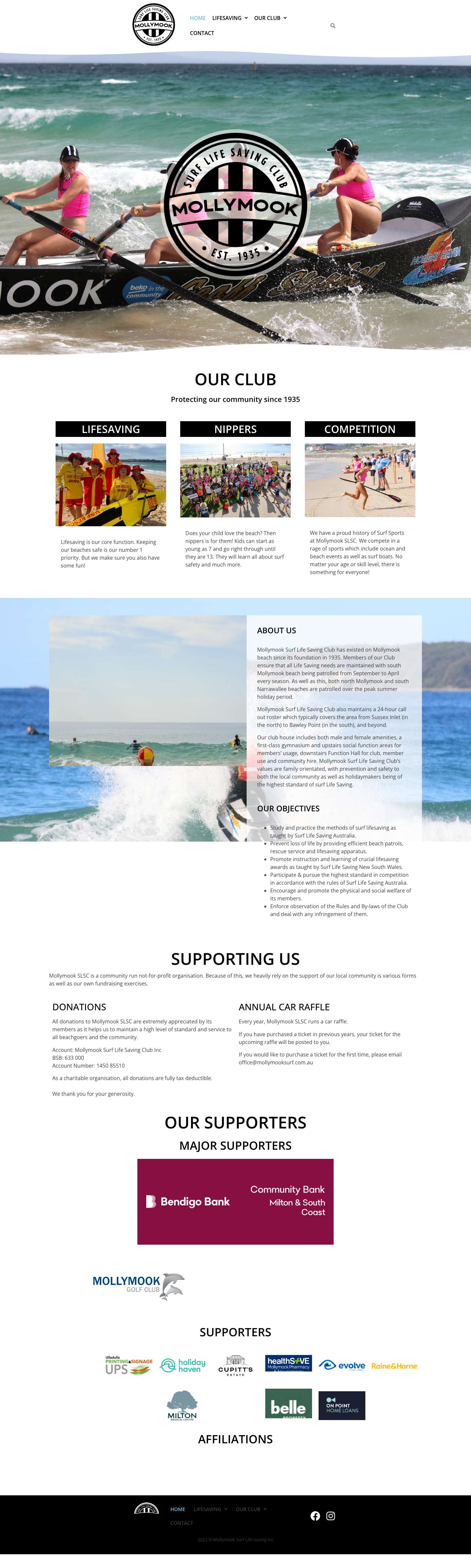 Mollymook Surf Life Saving Inc. | Home - Full Screenshot