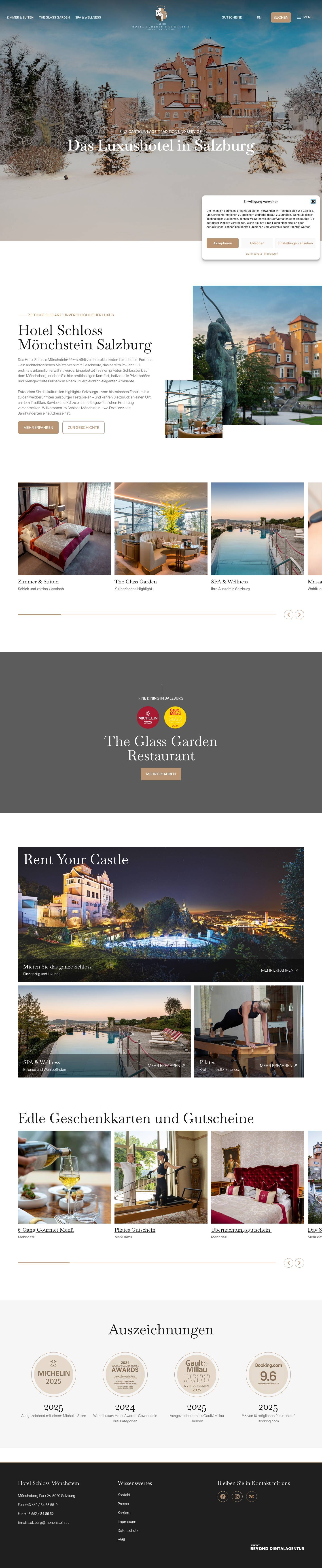 5-Sterne Luxushotel Salzburg – Hotel Schloss Mönchstein - Full Screenshot