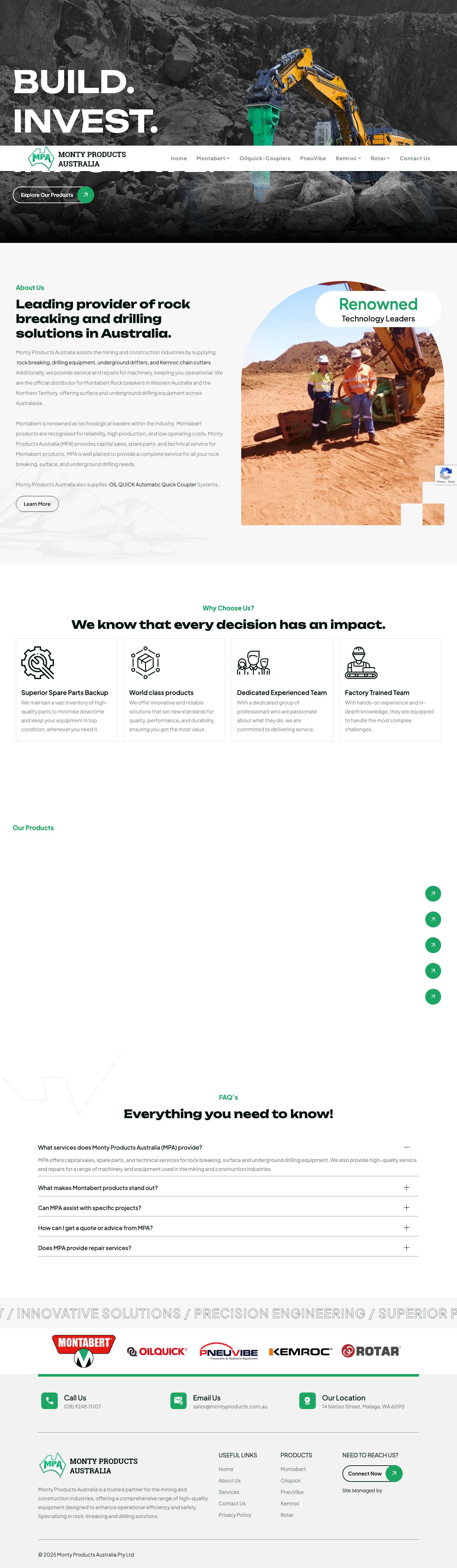 Drilling Equipment Perth | Monty Products Australia - Full Screenshot