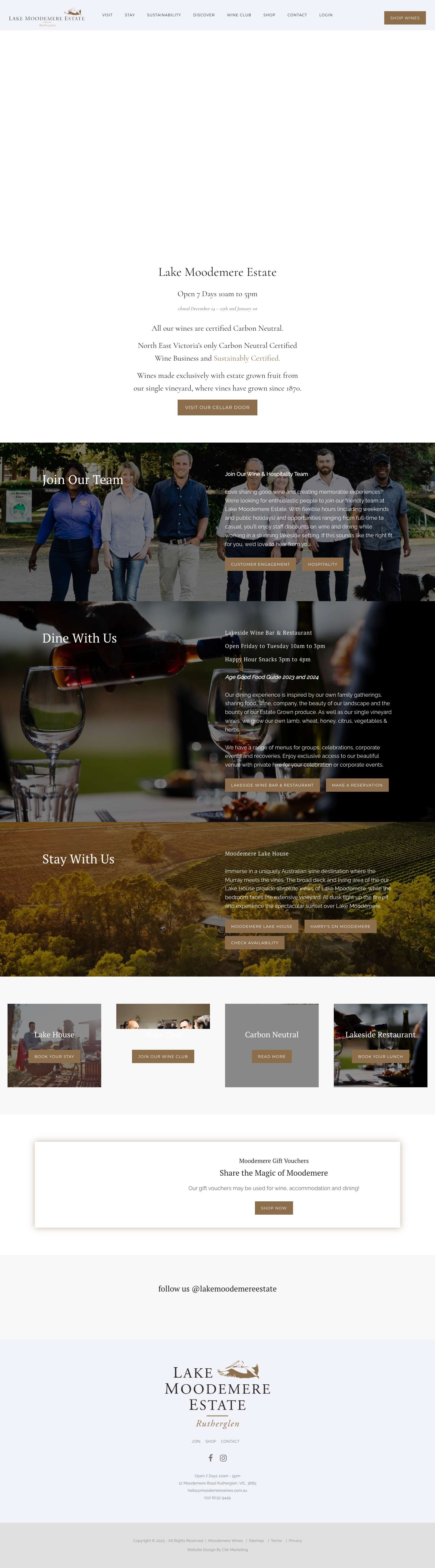 Lake Moodemere Estate | Restaurant & Accommodation | Rutherglen - Full Screenshot