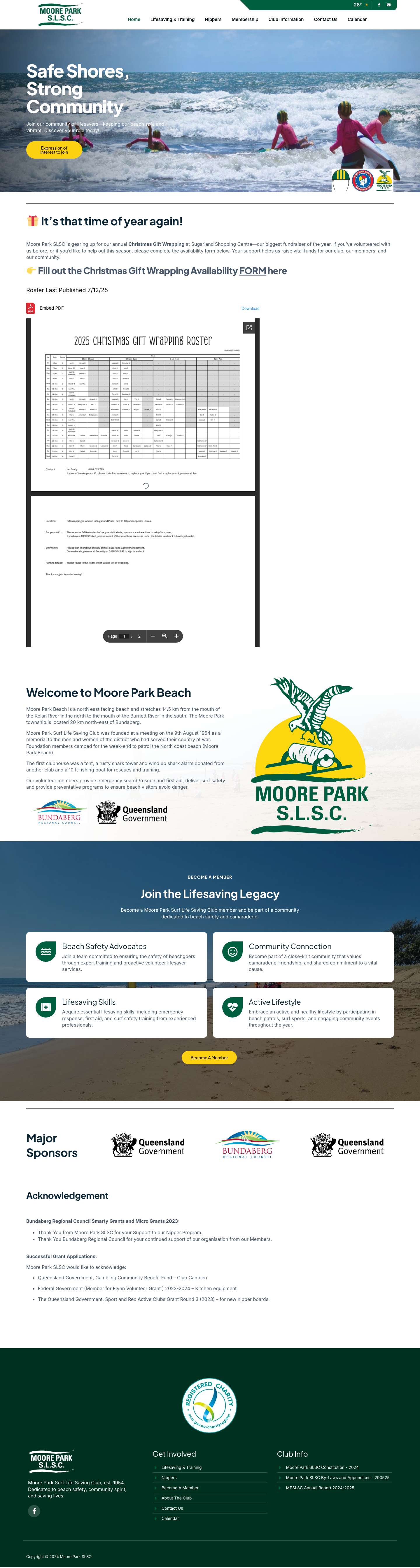Moore Park Surf Life Saving Club – Surf Club Bundaberg - Full Screenshot