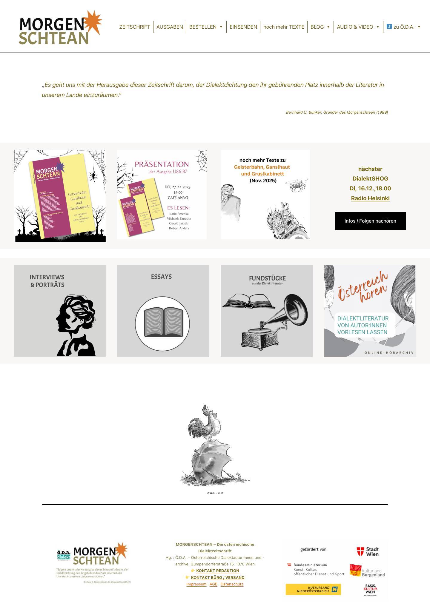 Start - Morgenschtean – Die Österr. Dialektzeitschrift - Full Screenshot