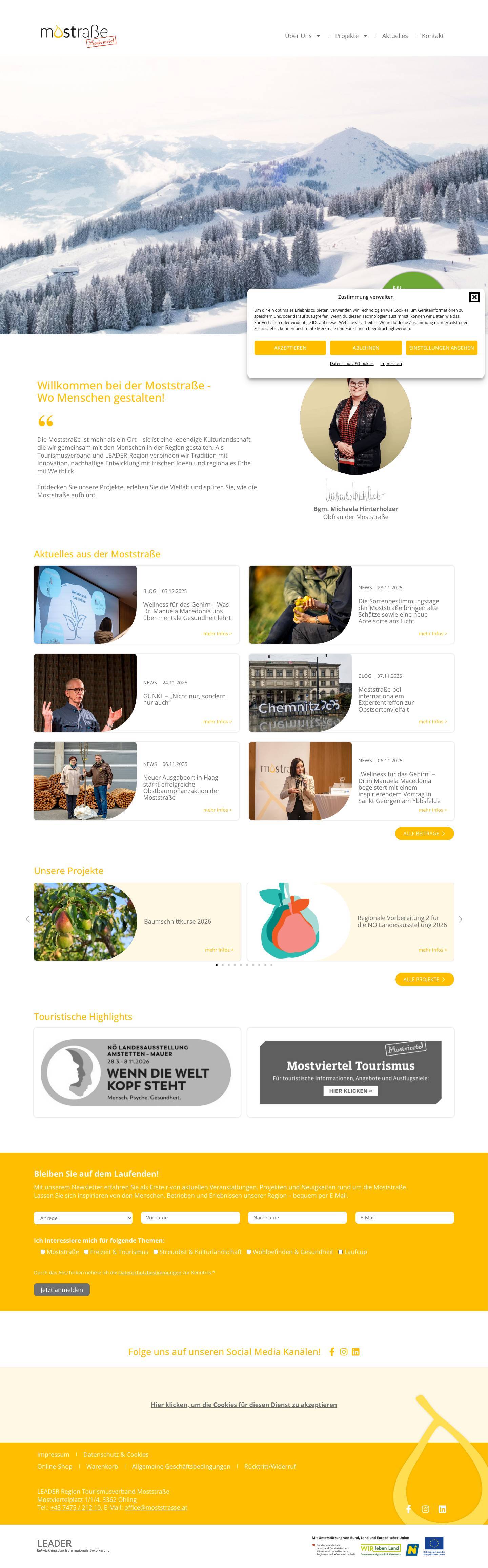 Verein Tourismusverband Moststraße - die LEADER-Region - Full Screenshot