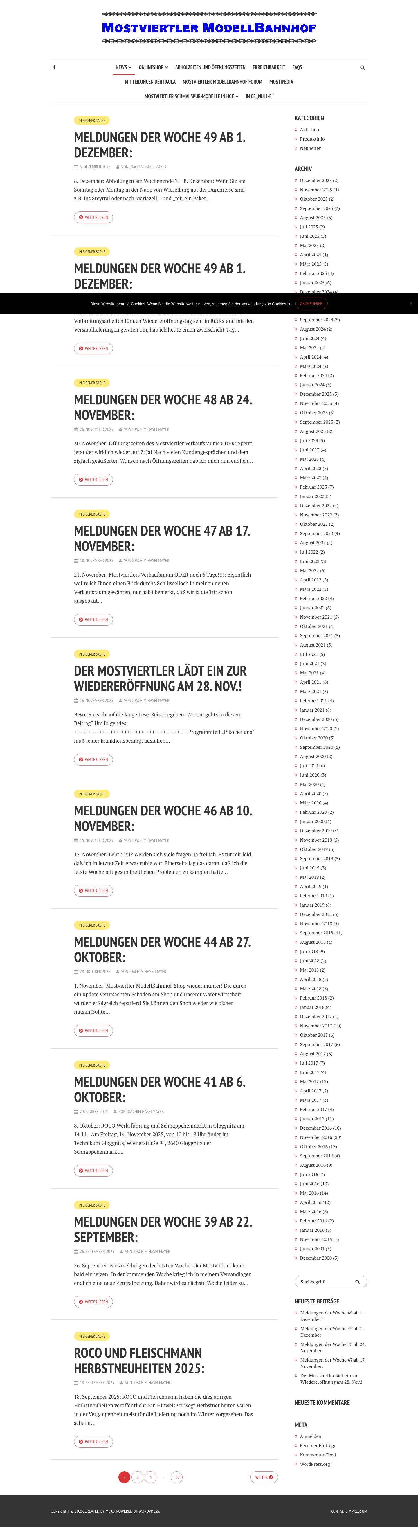 Mostviertler Modellbahnhof - Ihr Modellbahnfachhändler - Full Screenshot