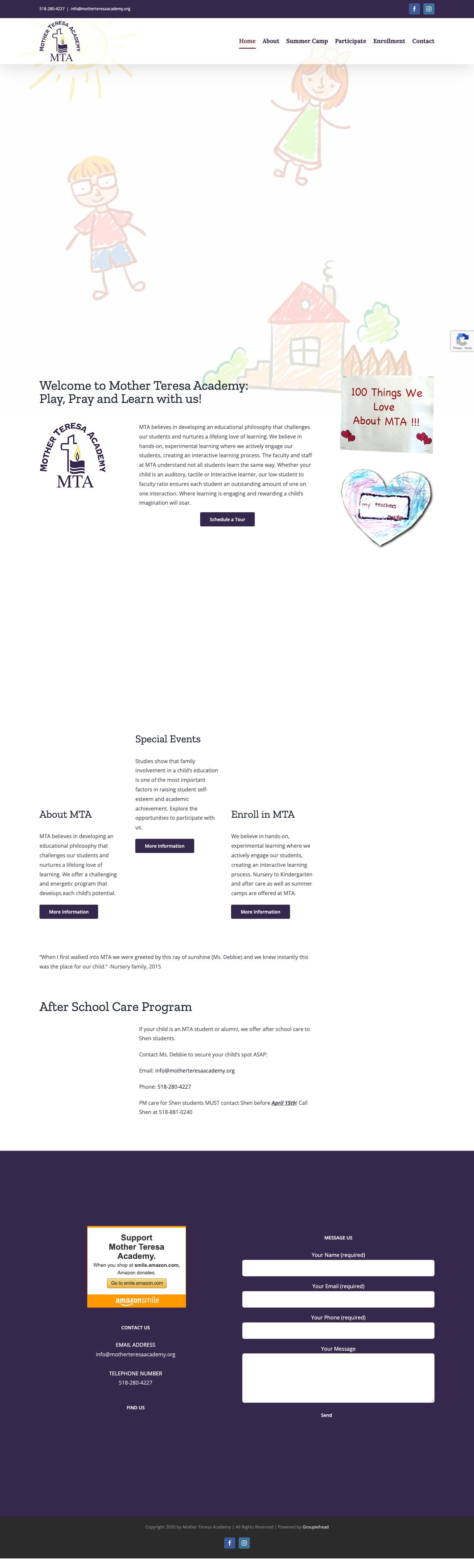 Mother Teresa Academy | Preschool to Kindergarten | Clifton Park NY - Full Screenshot