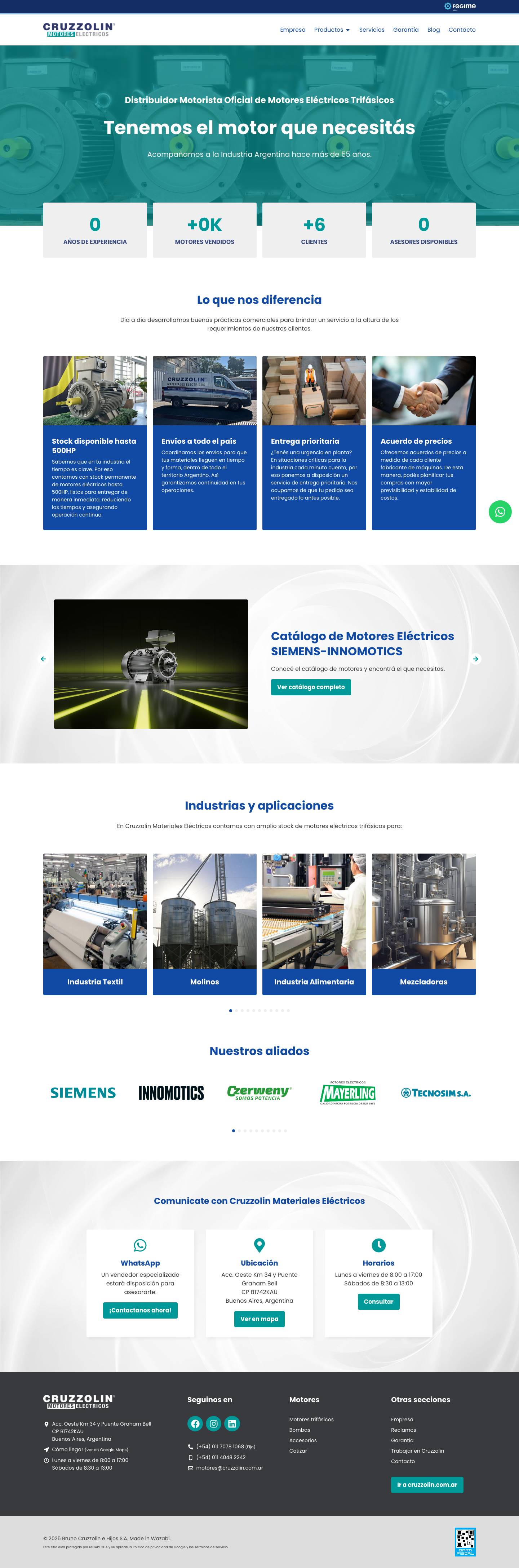 Cruzzolin Motores Eléctricos | Distribuidor Oficial Siemens Innomotics - Full Screenshot
