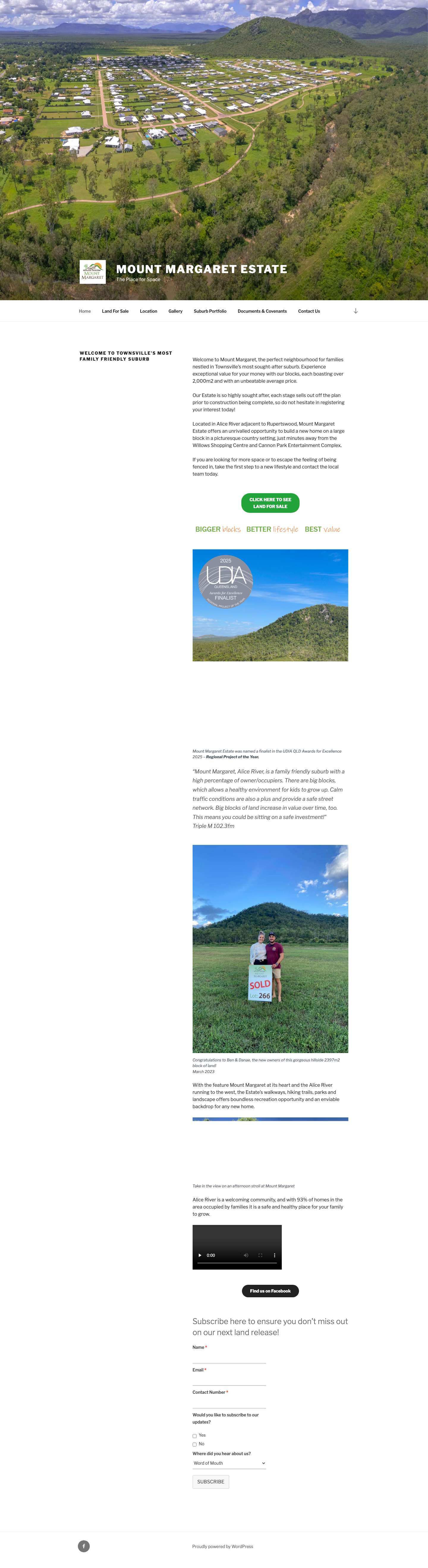 Mount Margaret Estate – The Place for Space - Full Screenshot