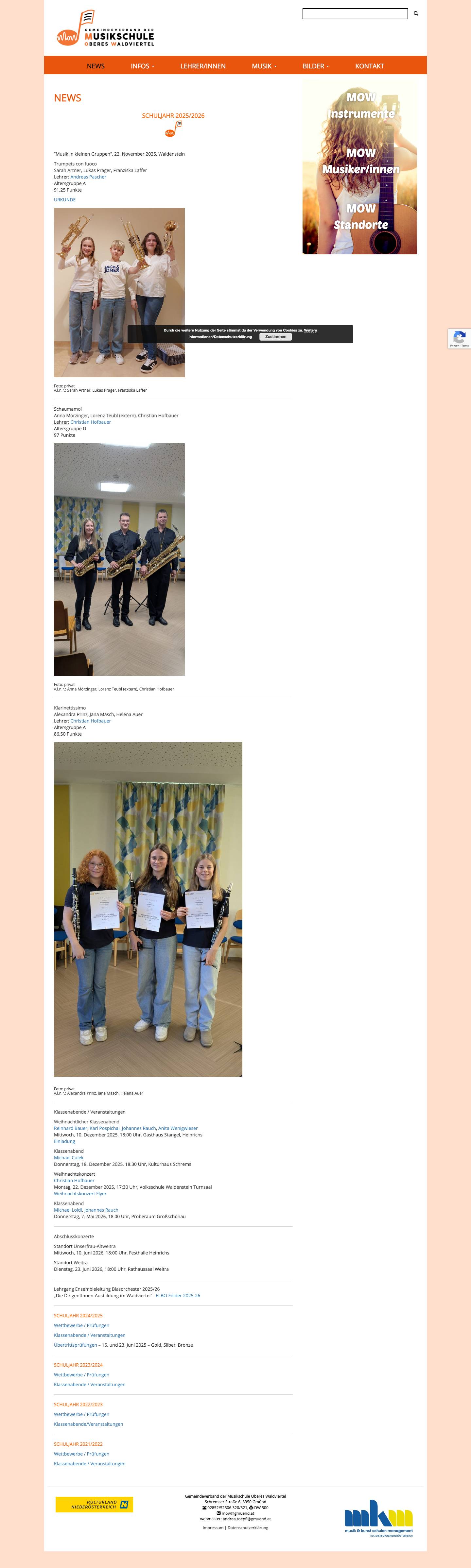Musikschulverband Oberes Waldviertel – Musik – Kreativität – Freude - Full Screenshot