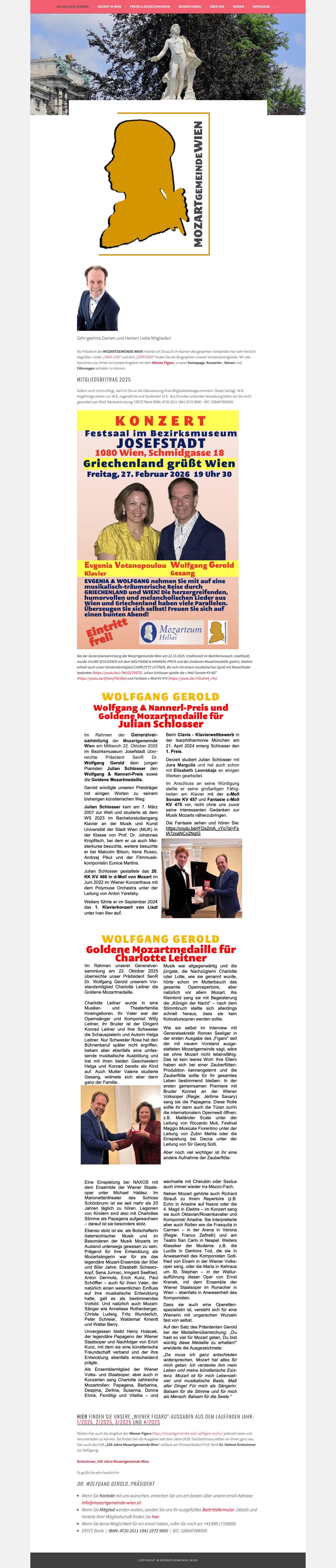 Mozartgemeinde Wien – Willkommen auf der Website der Mozartgemeinde Wien - Full Screenshot