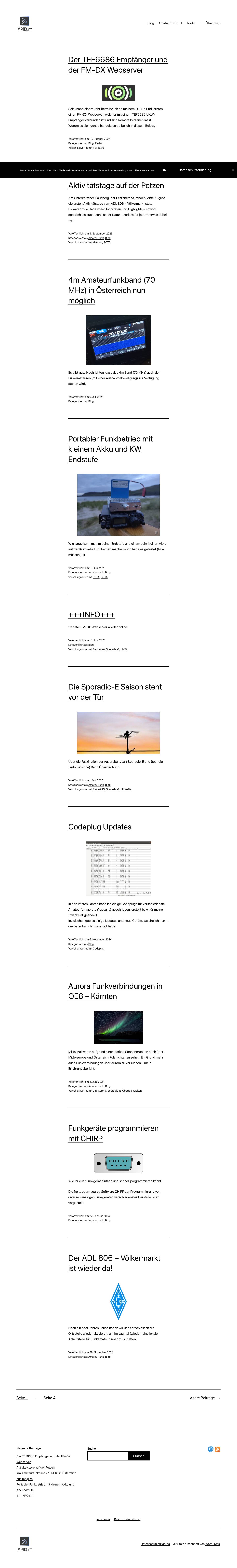 MPDX.at - OE8MPR's Radio Website - Full Screenshot