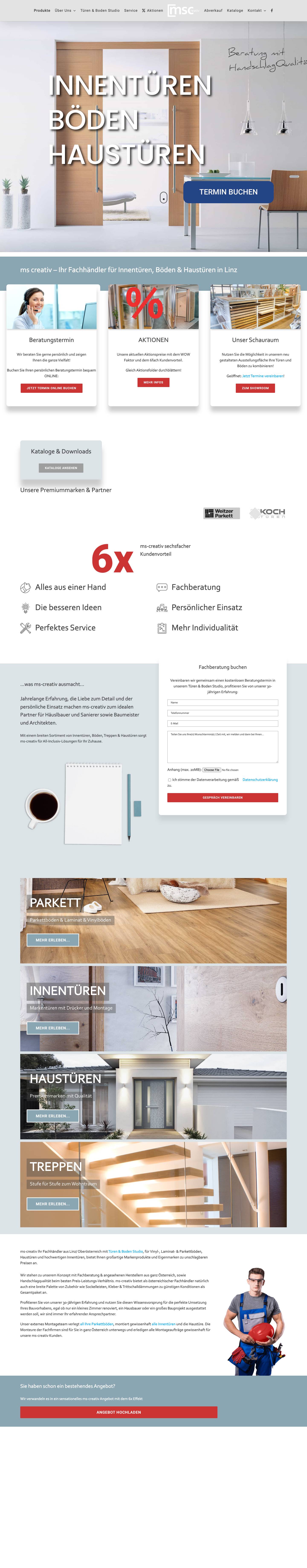 ms creativ Fachhändler ▷ Böden Parkett | Innen - Haustüren... in Linz - Full Screenshot