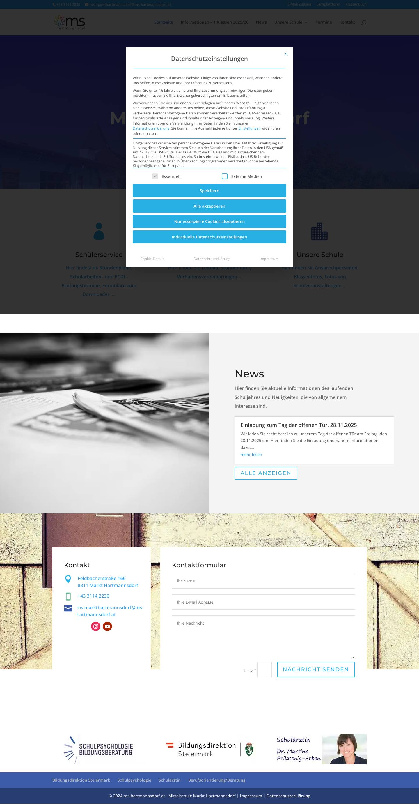 Home - MS Markt Hartmannsdorf, Mittelschule Markt Hartmannsdorf - Full Screenshot