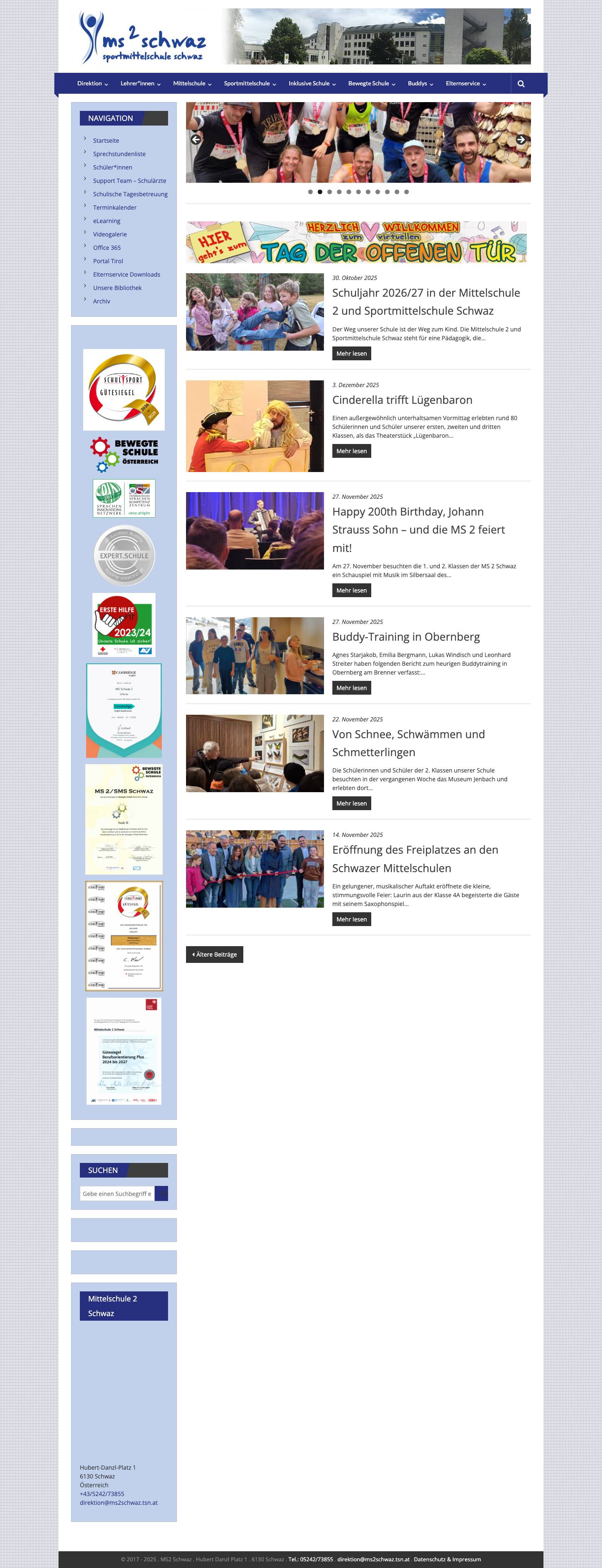 Mittelschule 2 Schwaz – Hubert Danzl Schulzentrum Schwaz – Im Zentrum das KIND - Full Screenshot