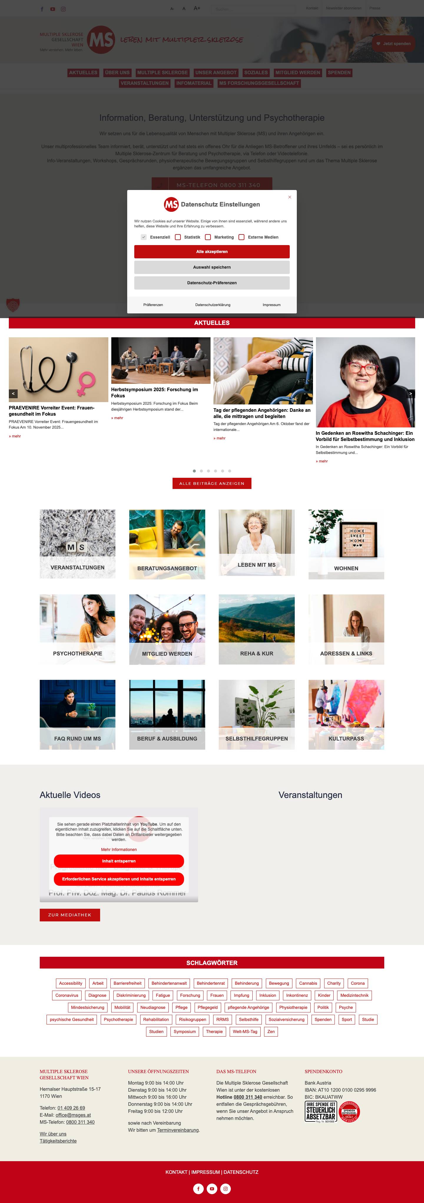 Leben mit Multipler Sklerose: Multiple Sklerose Gesellschaft Wien - Full Screenshot