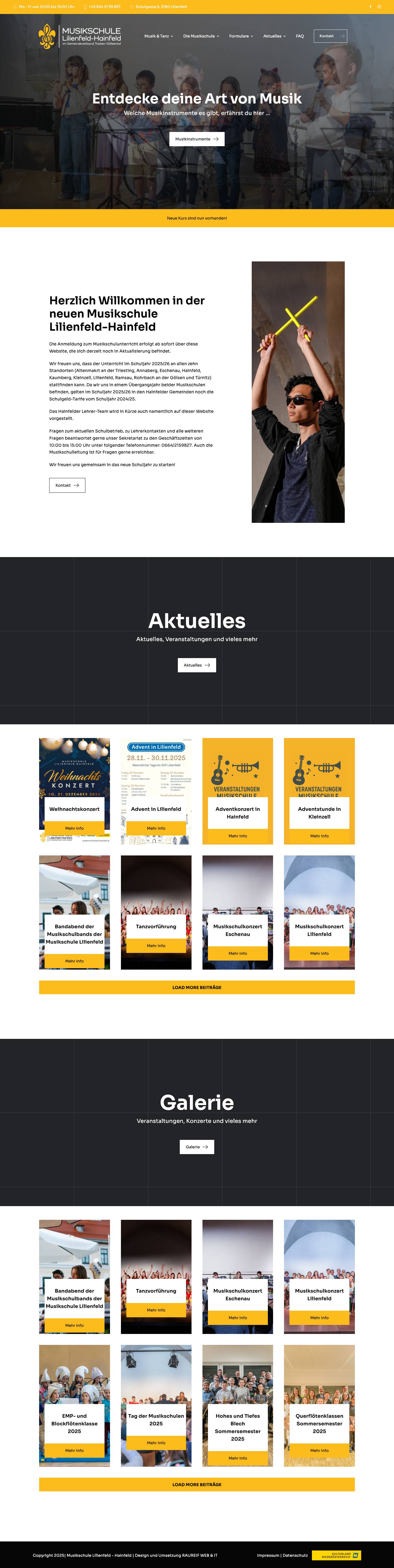 Musikschule Lilienfeld- Hainfeld im Gemeindeverband Traisen-Gölsental - Annaberg - Eschenau - Kleinzell - Lilienfeld - Türnitz - Full Screenshot