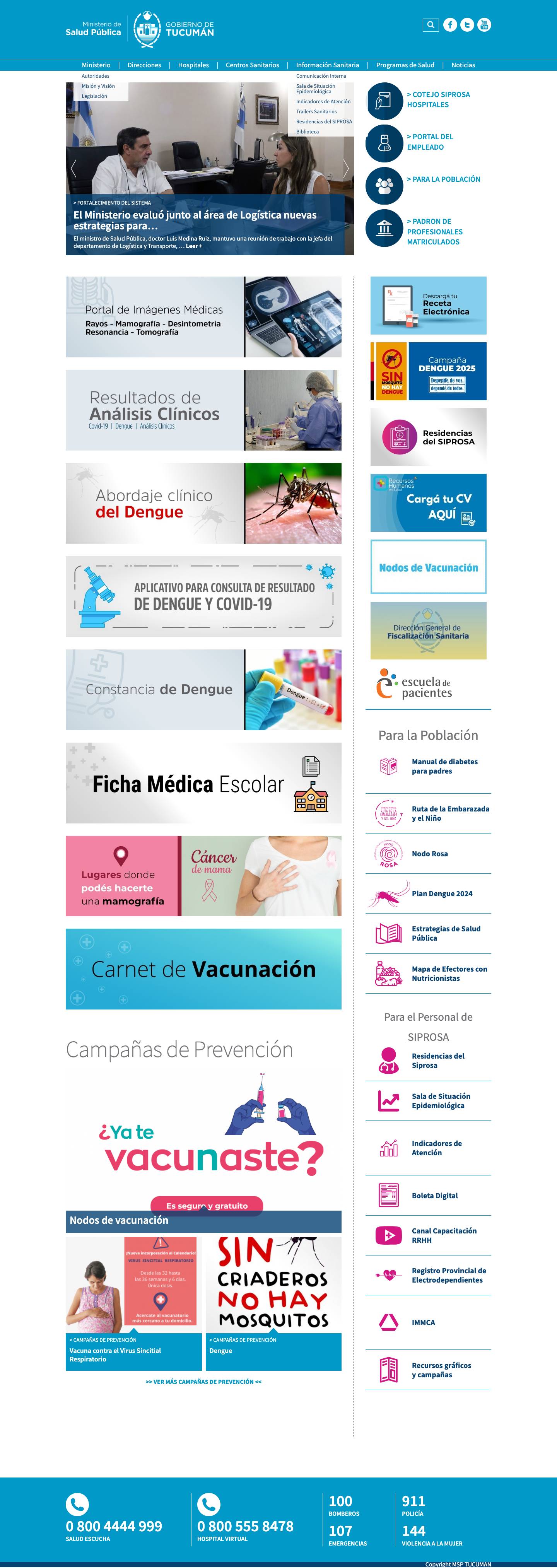 Home - Ministerio de Salud Pública de Tucumán - Full Screenshot