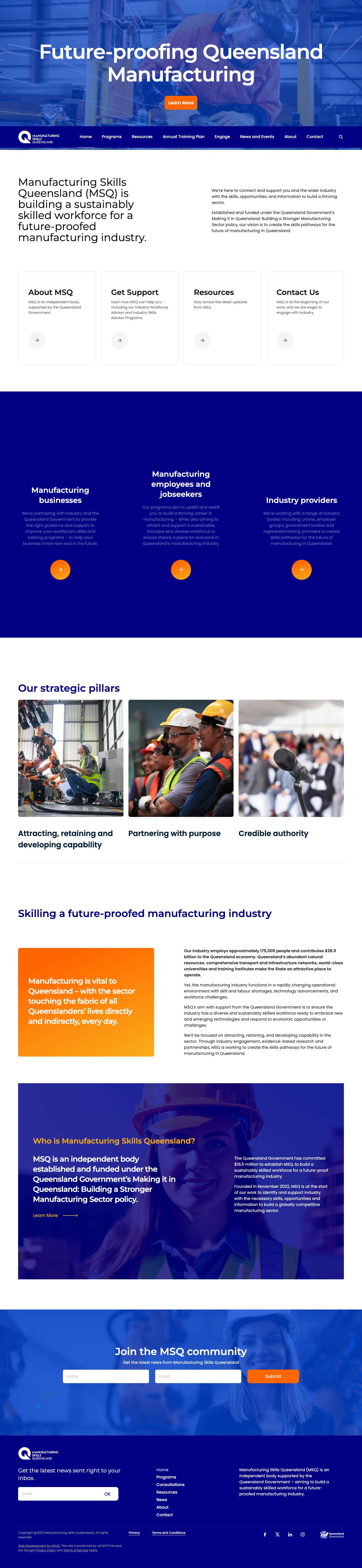 Manufacturing Skills Training & Workforce | Manufacturing Skills Queensland - Full Screenshot