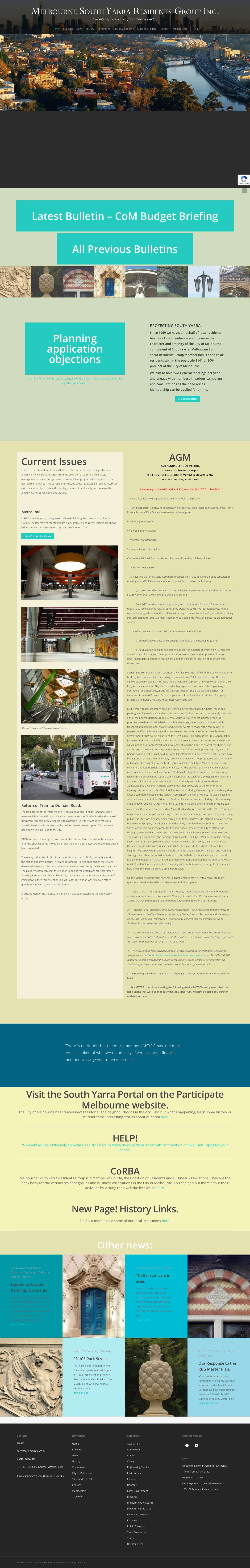 Melbourne South Yarra Residents Group Inc. - Full Screenshot