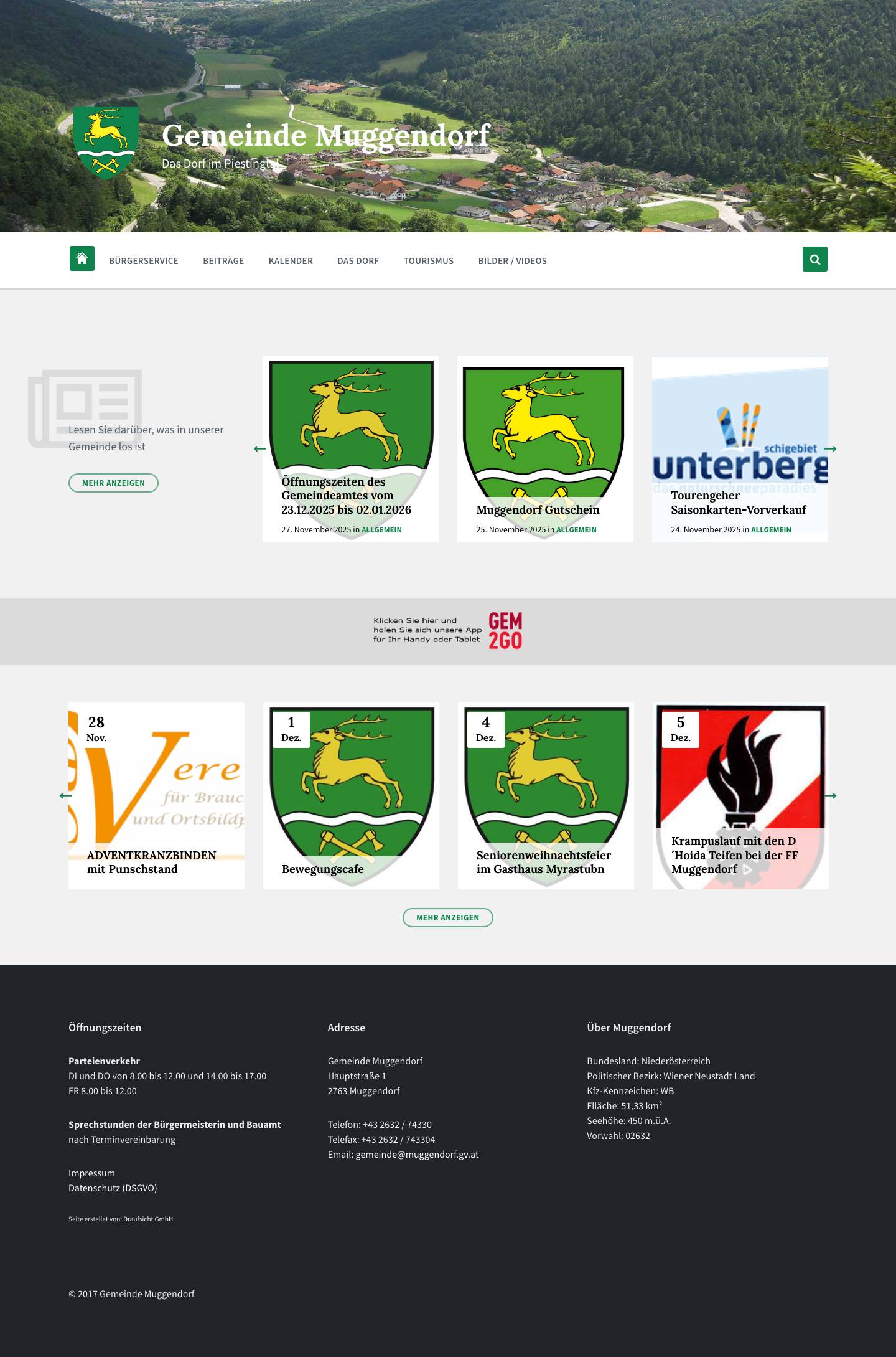 Gemeinde Muggendorf – Das Dorf im Piestingtal - Full Screenshot