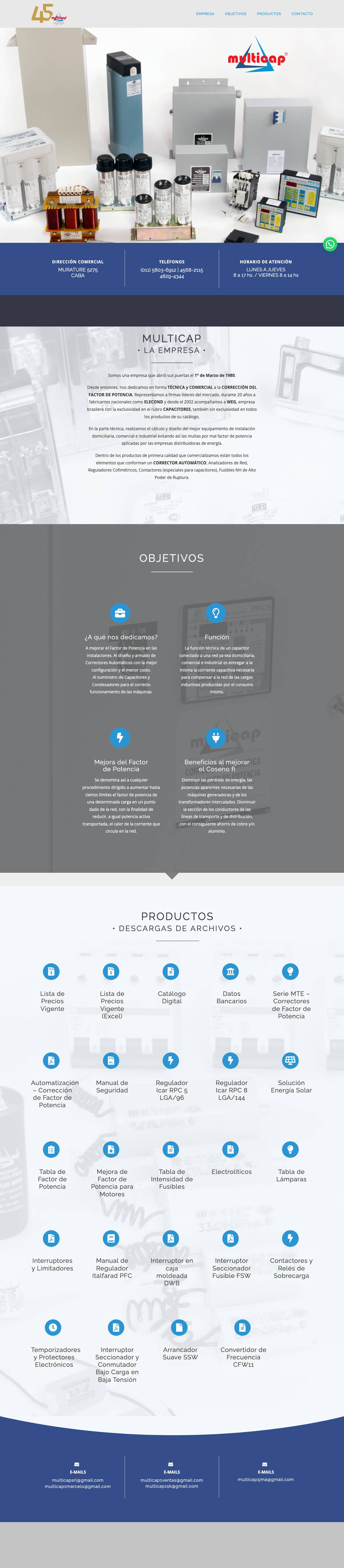 Capacitores - Multicap S.R.L. - Full Screenshot